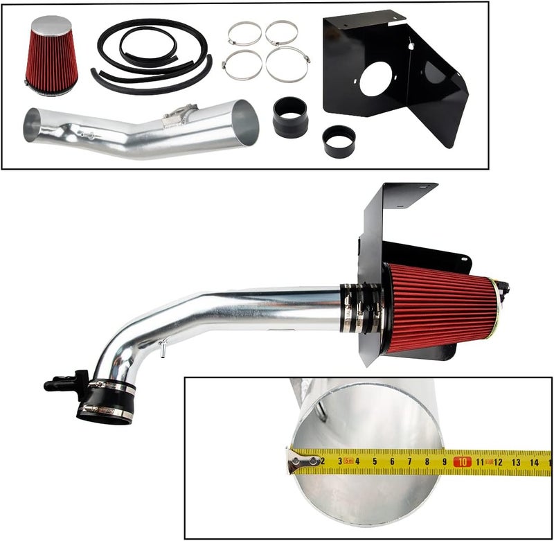AUTOSITY Cold Air Intake System Kits + Filter Aluminum Compatible with 2009-2014 Yukon Silverado 1500 Sierra 1500 4.8L/5.3L/6.2L V8, 2009-2013 Escalade/Avalanche V8 (Red) - Image 2